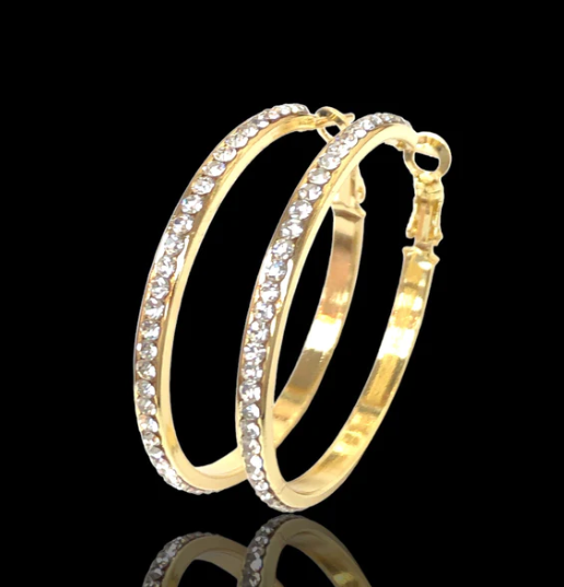 18K Gold-Filled Classic French CZ Hoop Earrings